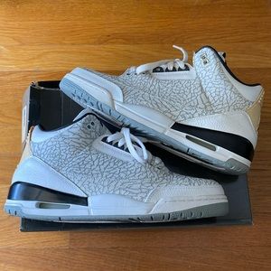 Men’s Air Jordan Retro 3 Flip, White/Blk-Mtllc Slvr-Vrsty Rd, Size 10.5